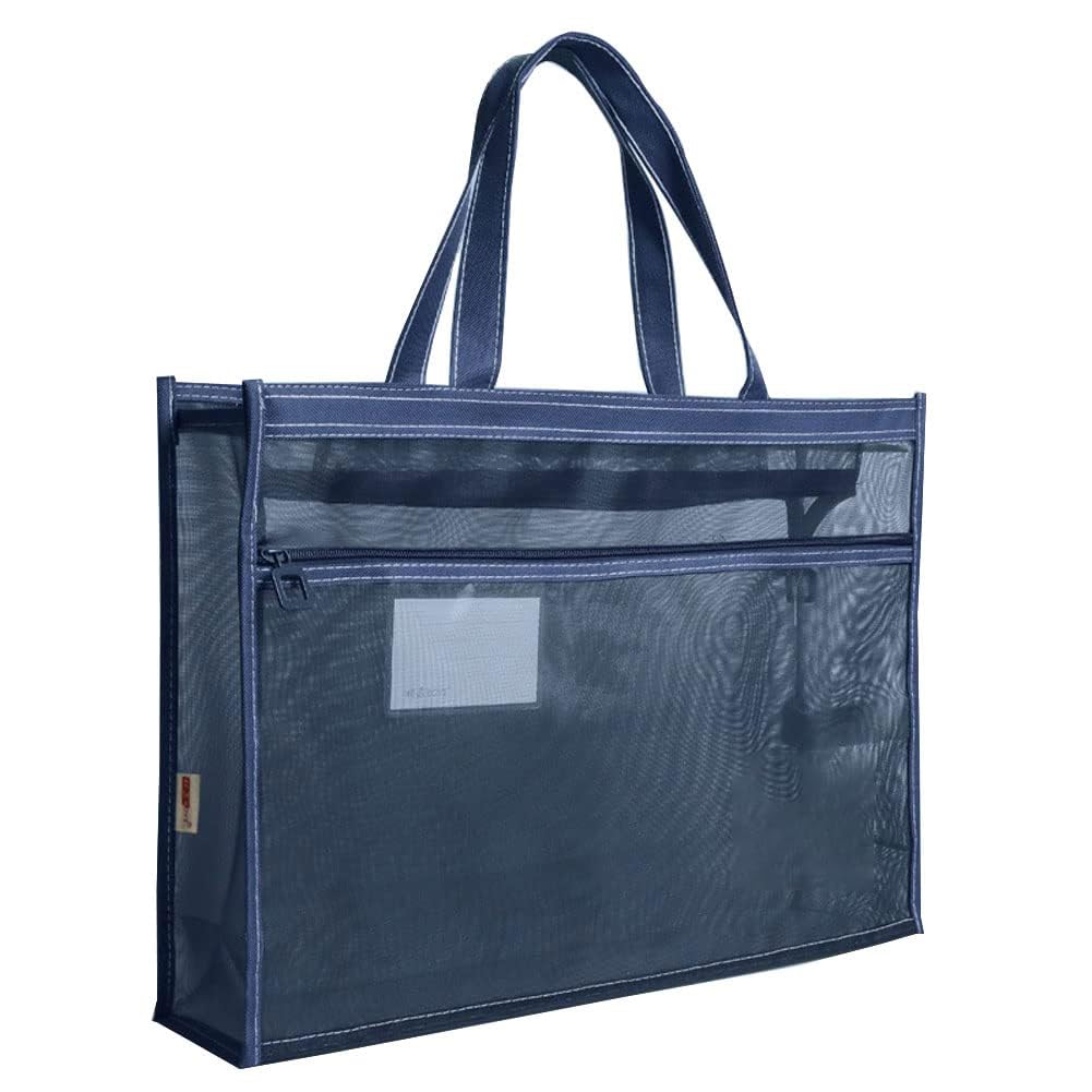 Art Portfolio Bag, 18 x 12 Inch Poster Storage Bag with Handle and Zipper Organizer Transparent Bag for Posters Board, Painting Book, Bulletin Boards, Watercolor Sketchbook, Blue