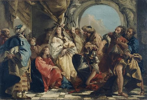 Affiche Domenico Tiepolo Christ femme adultère toile pour grand mur nu