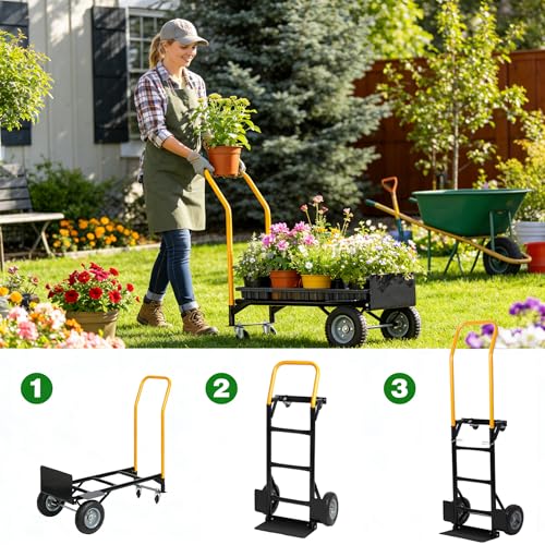 Carretilla de mano con ruedas giratorias y capacidad 330 lb miniatura 2
