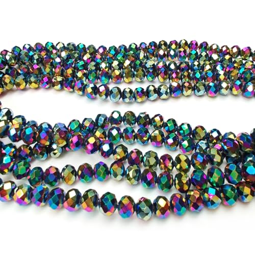 Image of 6mm Rondelle Glass Beads for Jewelry Making, Faceted Briolette Crytal Spacer Beads for Bracelet Necklace Earring, Rainbow 720pcs