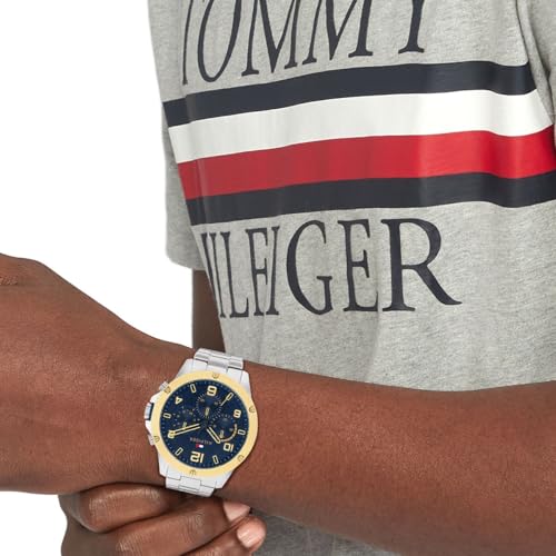 Tommy Hilfiger Reloj Analógico de Cuarzo multifunción para Hombre con Correa en Acero Inoxidable Plateada - 1792031