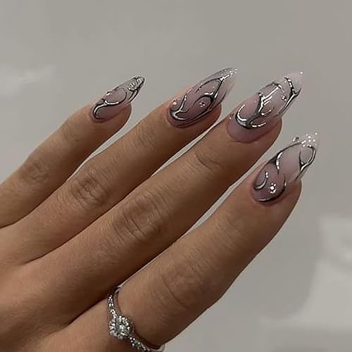 Miniatura 8 de 8 hojas de calcomanías de arte de uñas con llama irregular, plateado metálico, negro, blanco, oro, calcomanías autoadhesivas Y2k para diseño de uñas