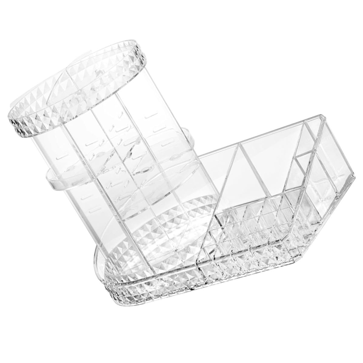 Veemoon Porta Trucchi e Design Girevole Organizer da Bagno in Ps Struttura a Scomparti per Organizzazione e Conservazione Cosmetici Compatta e Resistente