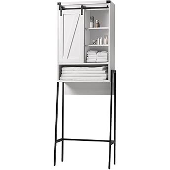 GAOMON The Toilet Storage Cabinet, Bathroom Organizer with Sliding Doors, Adjustable Shelf for Bathroom,Restroom,Laundry, Brown