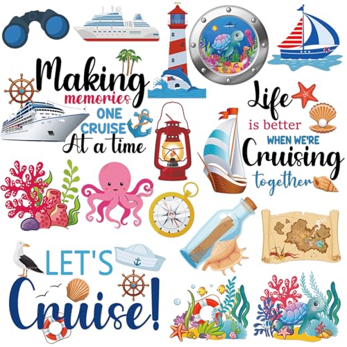 Dazoratix Cruise Door Decorations Magnetic - 16 Pcs Large Nautical Ship Cabin Magnets Stickers Funny Carnival Sea Navigation Anchor Stateroom Decals Cruising Party Decor Refrigerator Car Accessories