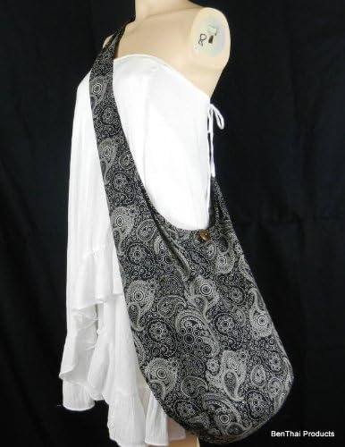 BTP! Thai Cotton Hippie Hobo Sling Crossbody Bag eco Friendly Shopping bag Paisley Print Large - Image 5