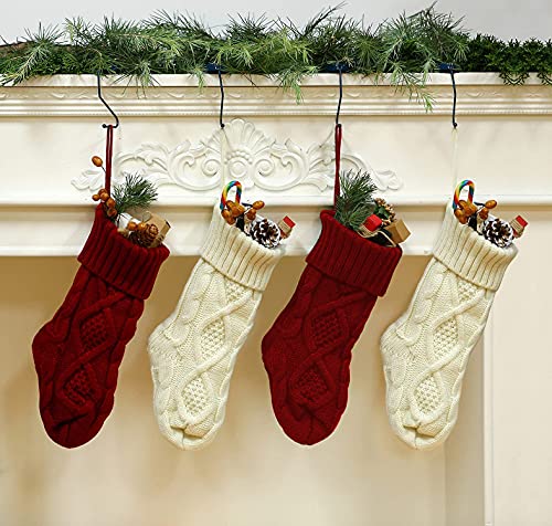 image for Fesciory 4 Pack Christmas Stockings, 14 Inches Cable Knitted Stocking 