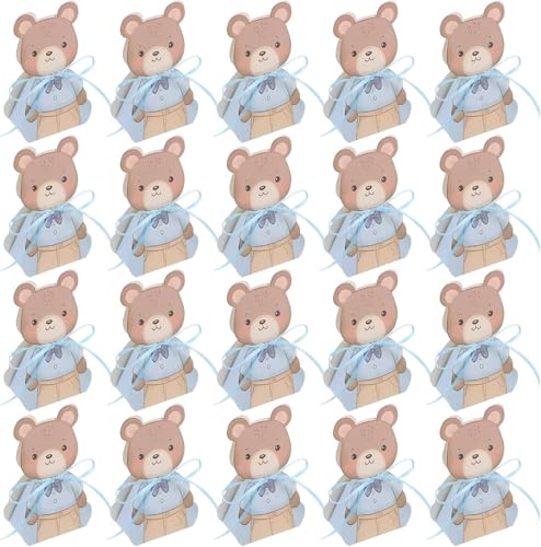 50 Boîtes à Dragées pour Shower Ours Pliables en Papier Mini Boîtes Présents pour Fête D’anniversaire Bébé Coffret Souvenir 3d Ours pour Baptême et...