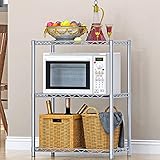 Kaibrite Küchenregal Mikrowellenregal Mikrowellenhalter Gewürzregal Standregal Arbeitsplatten Küchenablage 3 Ebenen metallregal verstellbar Küchen Organizer