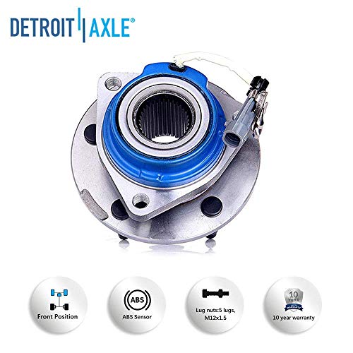 Detroit Axle - 5 Lug Front Or Rear Wheel Hub Bearing Assembly Replacement For Buick Century Regal Chevy Impala Monte Carlo Cadillac Dts - 2Pc Set #TOP4
