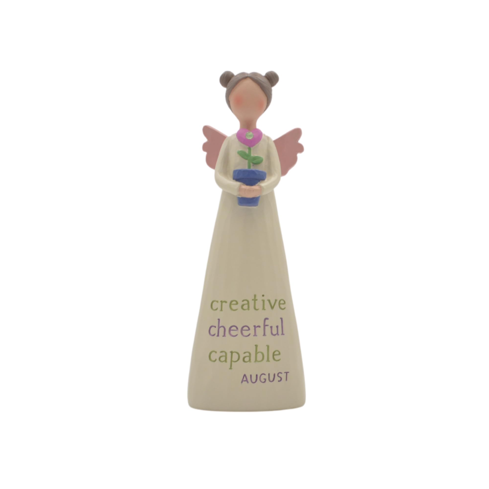 Feather & Grace Birth Angel Hand Painted Decorative Figurine Resin with August | Pefect Decortation for Living Room, Bookshelf, Desk | Gift for friend & family - Multicolor