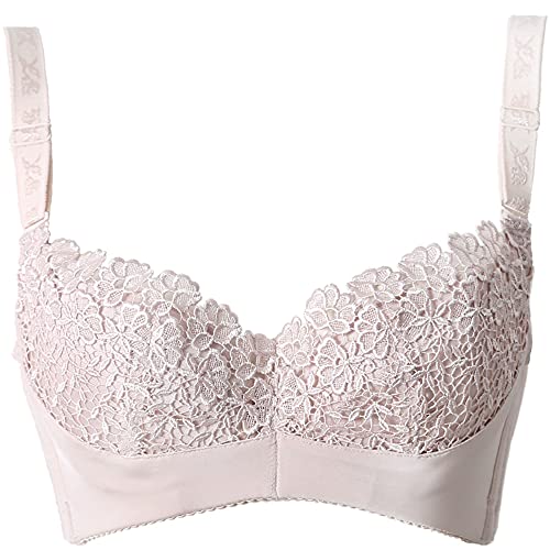 Soutien-gorge dentelle florale brodée haut de gamme à armatures coloris gris rose 90C