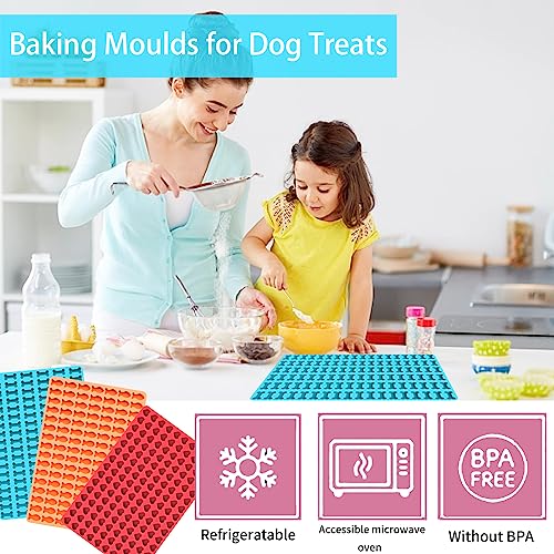 Backmatte Hundekekse, 1.5 cm Silikon Backmatte, 150 Löcher Hundekekse Backform, Herzenbackform, Hundekekse Mini Backunterlage für Hundekekse und Leckerlis DIY (Rot)
