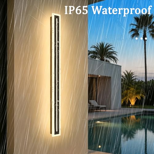 Applique murale LED extérieure 170cm noire dimmable avec télécommande étanche IP65 pour villa - 2