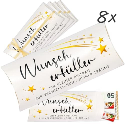 8PCS Wunscherfüller Geldgeschenk Weihnachten Verpackung Geld und Süßigkeiten Schachtel Geldgeschenke Gutschein Geburtstag Neujahrsgeschenke Kissenschachteln Geschenkboxen Geschenkboxverpackung