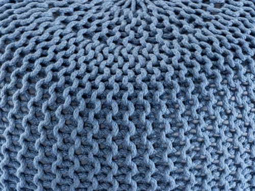 kreatives Wohnen Pouf Premium ø45cm Sitzhocker Strickpouf Innen Terrasse Pool Garten nachhaltig blau - Mallard Blue