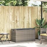 WHOPBXGAD Cassapanca da Esterno con Cuscino Grigia 100 cm in Polyrattan, Panca Portaoggetti per Giardino e Terrazzo, Contenitore per Cuscini Giocattoli, Seduta con 110 Include Borsa Impermeabile