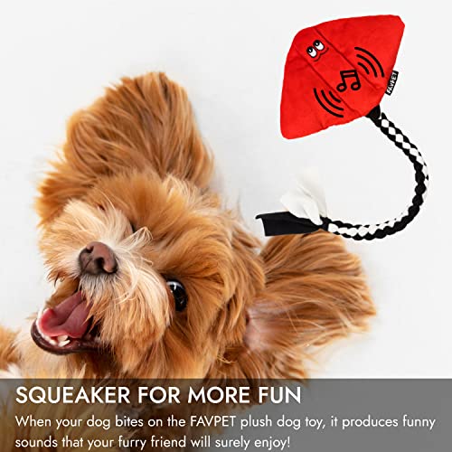 FAVPET Plush Dog Toy Stingray, Sturdy Dog Toy Squeaky Big Dogs, Squeaky Dog Toy Small Dogs Plush Toy, Funny Dog Toy Puppy Plush (Red) - Image 3
