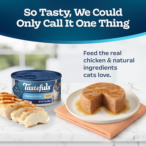 Image of Blue Buffalo Tastefuls Chicken Pate Wet Cat Food for Adult Cats, Real Chicken First, Made with Natural Ingredients Enhanced with Vitamins, Minerals & Other Nutrients, 3-oz. Cans (24 Count)