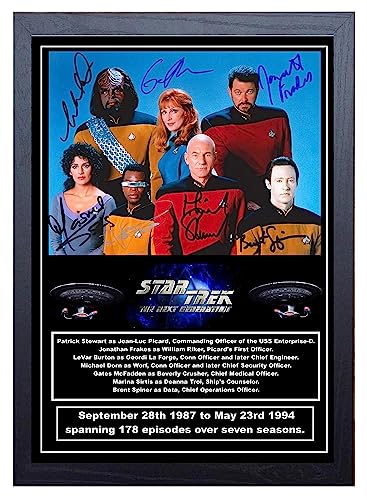 SIGNED BY THE STARS Star Trek The Next Generation Firmado (A4