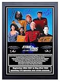 SIGNED BY THE STARS Star Trek The Next Generation Firmado (A4 enmarcado 34 cm x 24 cm) impresión artística para decoración de sala de estar