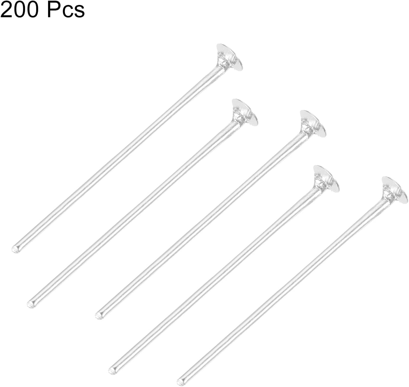 MECCANIXITY 200Pcs Flat Head Pins for Jewelry Making 35mm Brass Flat Head Pins Jewelry Head Pins for Craft Earring Bracelet Necklace Pendant Supplies 20 Gauge Silver image 3