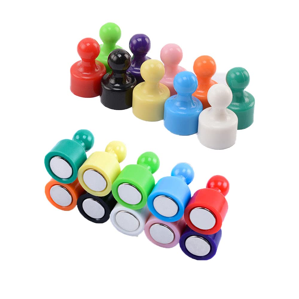 20 PCS Fridge Magnets - Strong Neodymium Magnets Small Push Pins, Perfect for Refrigerator, Whiteboard, Map, Home, Kitchen, Office, School, Classroom - Multicolored