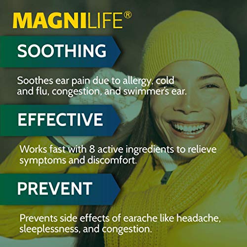 Image of MagniLife Earache Relief, 90 Count, Homeopathic Allergy Relief for Cold, Flu, Congestion & Swimmer's Ear, Pain Reliever for Pressure, Itching & Swelling, Quick-Dissolve Tablets