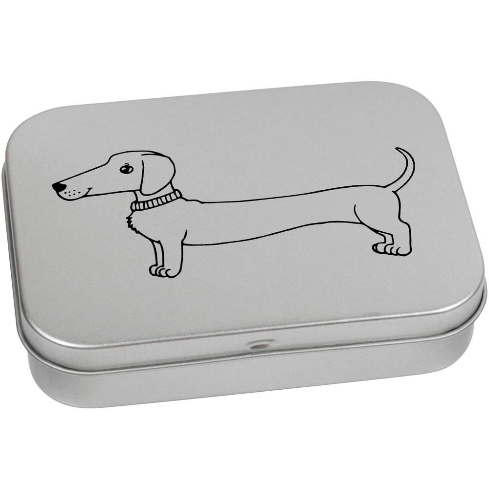 Azeeda 110mm 'Sausage Dog' Metal Hinged Tin/Storage Box (TT00037452)