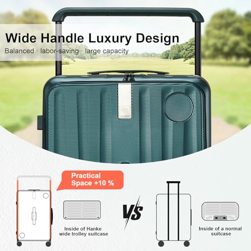 Image of Hanke Multifunctional 26 Inch Hard Shell Suitcases with Wheels Travel Approved Luggage Large Rolling Suitcase Checked Luggage for Women Men(Blackish Green)