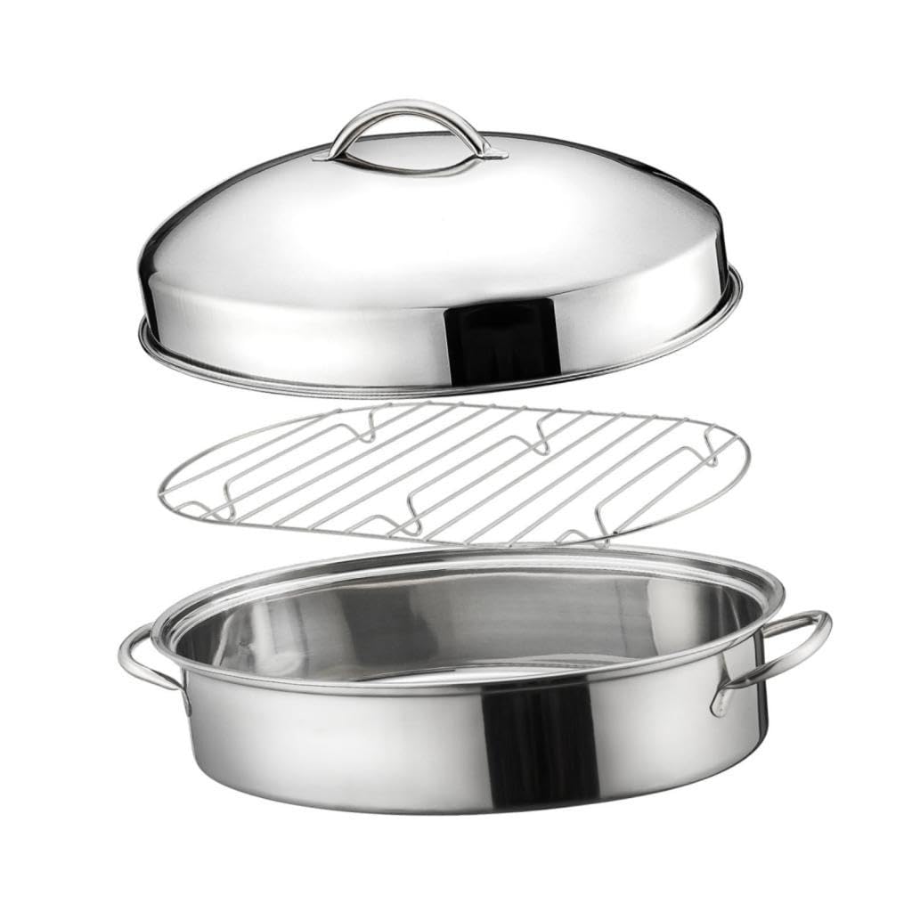 16in fish poacher cooking pot with lid portable handle multiuse baking tray for seafood and eggs a