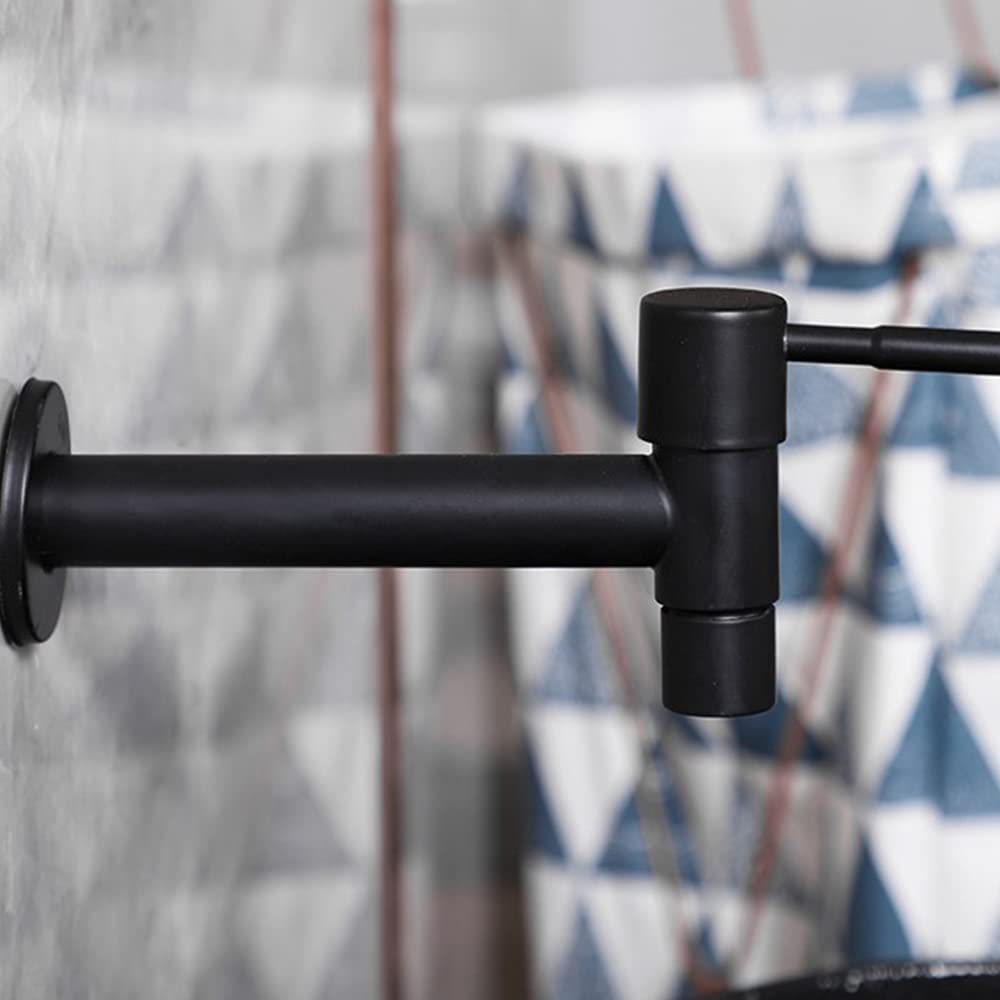 Grifo Exterior, Grifo Agua Jardín, Grifo Fregadero, Grifería Lavabo, Acero Inoxidable Montado en la Pared Agua Ahorrada Grifo para Baño, Fregadero, Balcón, Cocina (Negro1)