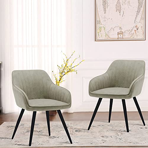annjoe Faux Suede Accent Chair Arm Chairs Living Room Chairs Leisure Chair Upholstered Chair with Metal Legs Set of 2 for Home Kitchen Office Bistro Cafe
