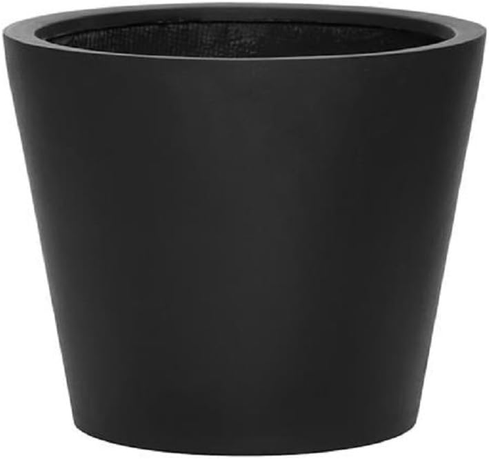 Pottery Pots Black Tapered Cylinder Bucket Planter Large Home Or Outdoor Tree Planter Fiberstone Plant Pot 15" H x 19.5" W