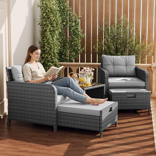 LHBcraft Outdoor Furniture 5 Piece Patio Conversation Set,...