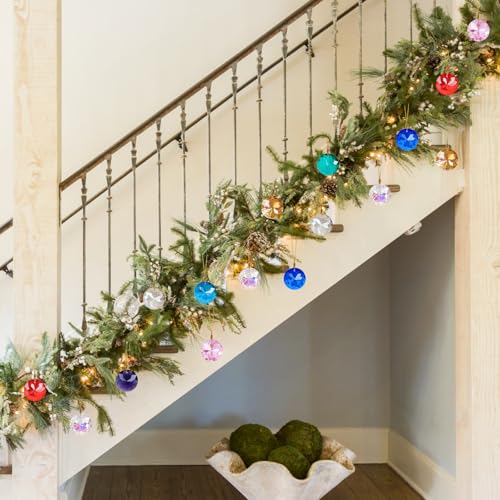 LOMOHOO Christmas Tree Crystal Decorations 12PCS Christmas Baubles 3CM Crystal Glass Baubles Christmas Balls Ornaments Suncatcher Hanging Ornaments for Wedding Party Windows Xmas Tree Decorations - Image 4
