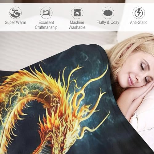 Manta de sofá acogedora con estampado de dragón para tardes de cine 6