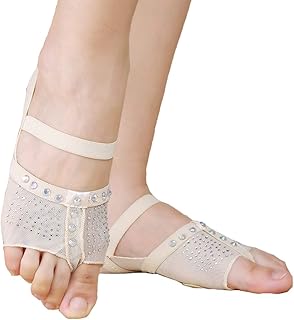 Calcifer White/Black Belly/Ballet Dance Socks Dance Toe Pad Practice Shoes foot thong Protection (White, L)