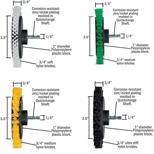 Miniatura 2 de HUAWELL Juego de 8 cepillos de limpieza para taladro, cepillo de limpieza extendido y largo, multiusos, para superficies de baño, lechada, piso,