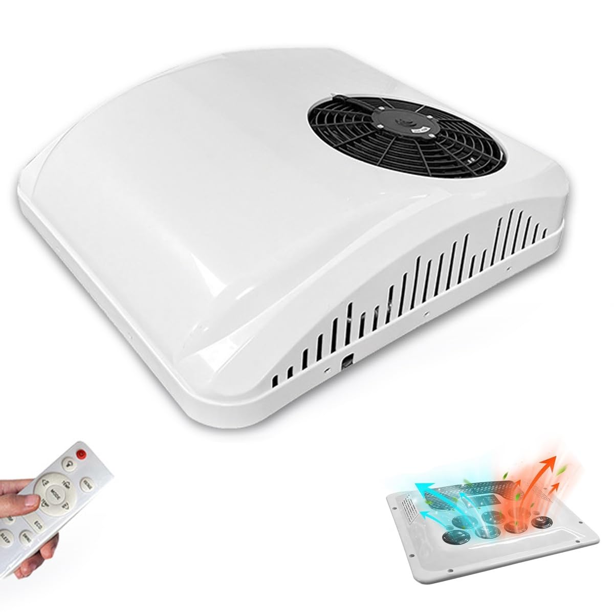 Bdcpmt One Color 12/24V Dc Rv Air Conditioner, Rv Rooftop Air Conditioner For Rv Heating & Cooling, Unit Van Air Conditioner Heater Combo For Truck, Campers,Campervan, Caravan,Trailers And Motorhome(24V)