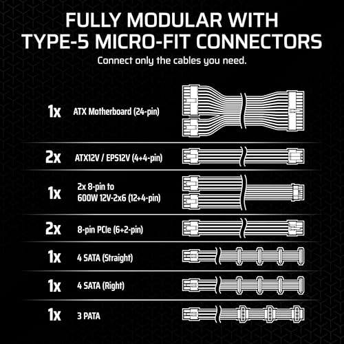 Image of CORSAIR SF750 (2024) Fully Modular SFX Low Noise 80 Plus Platinum Power Supply - ATX 3.1 Compliant - PCIe 5.1 Ready - Small Form Factor - SFX-to-ATX Bracket Included - Black
