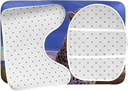 Badezimmerteppich-Set, 3-teilig, Gepardengesicht, waschbare Badeteppiche, rutschfest, mit Rückenpolster, Konturteppich und Toilettendeckelbezug – Bild 6