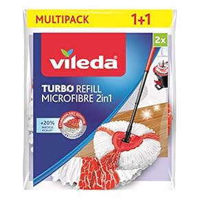 Vileda Turbo 2-in-1 EasyWring&Clean reservekop in dubbelverpakking, mopkoppen voor de complete sets, 2 stuks