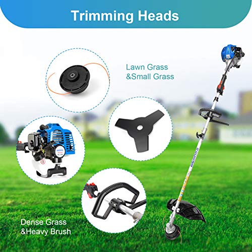 WEMARS 25CC Gas String Trimmer 2-Cycle Gas Brush Cutter Straight Shaft 2 in 1 Cordless Grass Edger Weed Wacker Gasoline Powered Weed Eater (WS-ST25G)