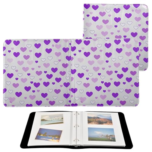 Álbum de fotos adhesivo DIY Scrapbook corazón violeta amor Día de San Valentín 3 anillos 40 páginas 8x10 para recuerdos miniatura 2