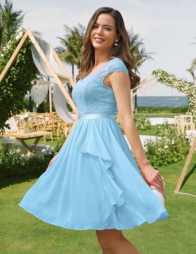 Image of Wedtrend Women's Bridesmaid Dresses Short Prom Dress Ruffle Semi Formal Cocktail Dresses Floral Homecoming Dress