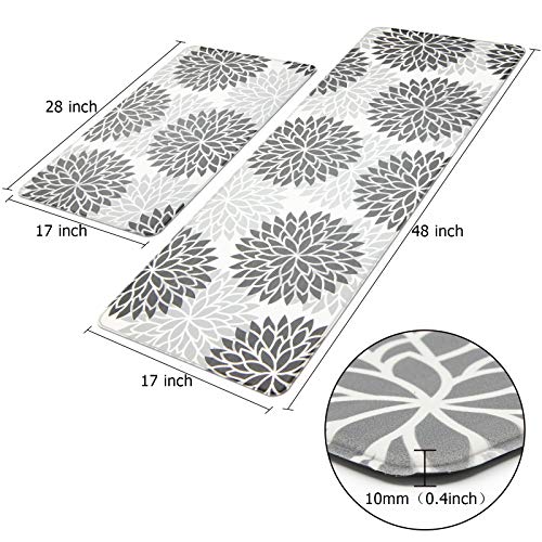 Hebe Anti Fatigue Kitchen Rug Sets 2 Piece Non Skid Kitchen Floor Mats 17"X48"+17"X28" Cushioned Comfort Standing Mat Waterproof Kitchen Runner Mats #TOP1