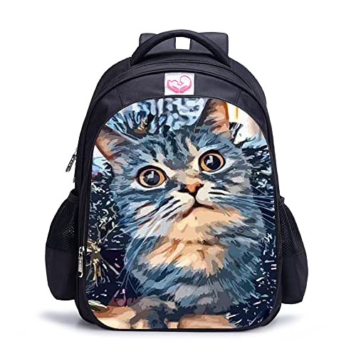 Sac à dos chat 41x28x12 cm unisexe grand cartable durable pour voyage et loisirs