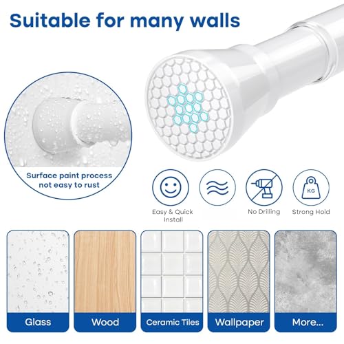 Image of Tension Rod for Windows 28 to 48 Inch,Spring Curtain Rods No Drilling 7 /8 inch Diameter White Tension Rods Adjustable Curtain Rods Expandable Pressure Spring Tension Rods for Closet, Doorway
