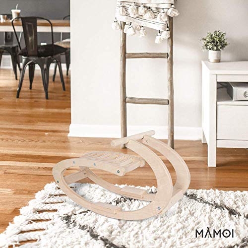 MAMOI® Schaukelpferd Holz für Kinder | Modern Wippe Holz Pferd minimalistisches Design | Schaukel Pferd aus helles rohes… – Bild 7